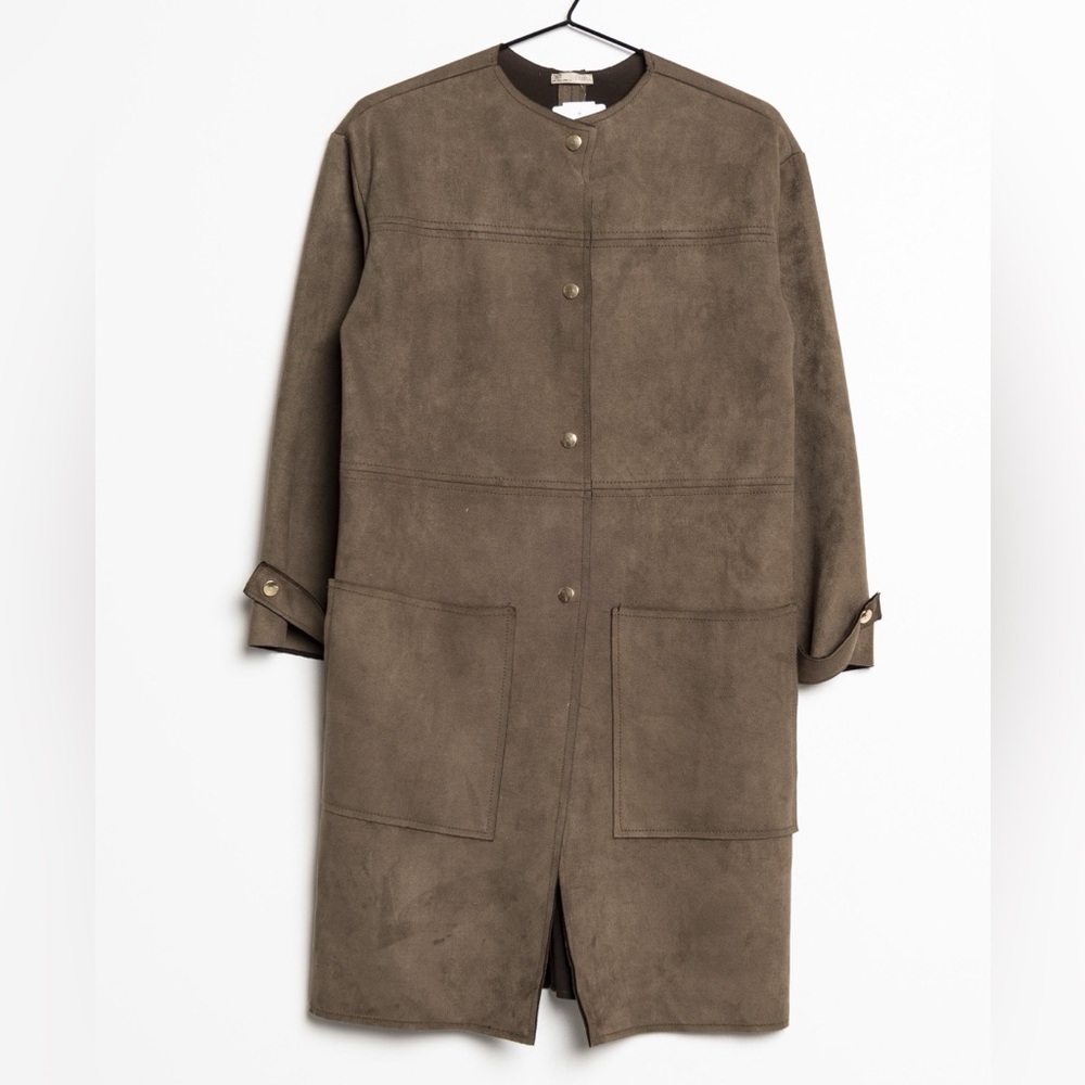 BNWOT Zara Suede Long Coat in Taupe